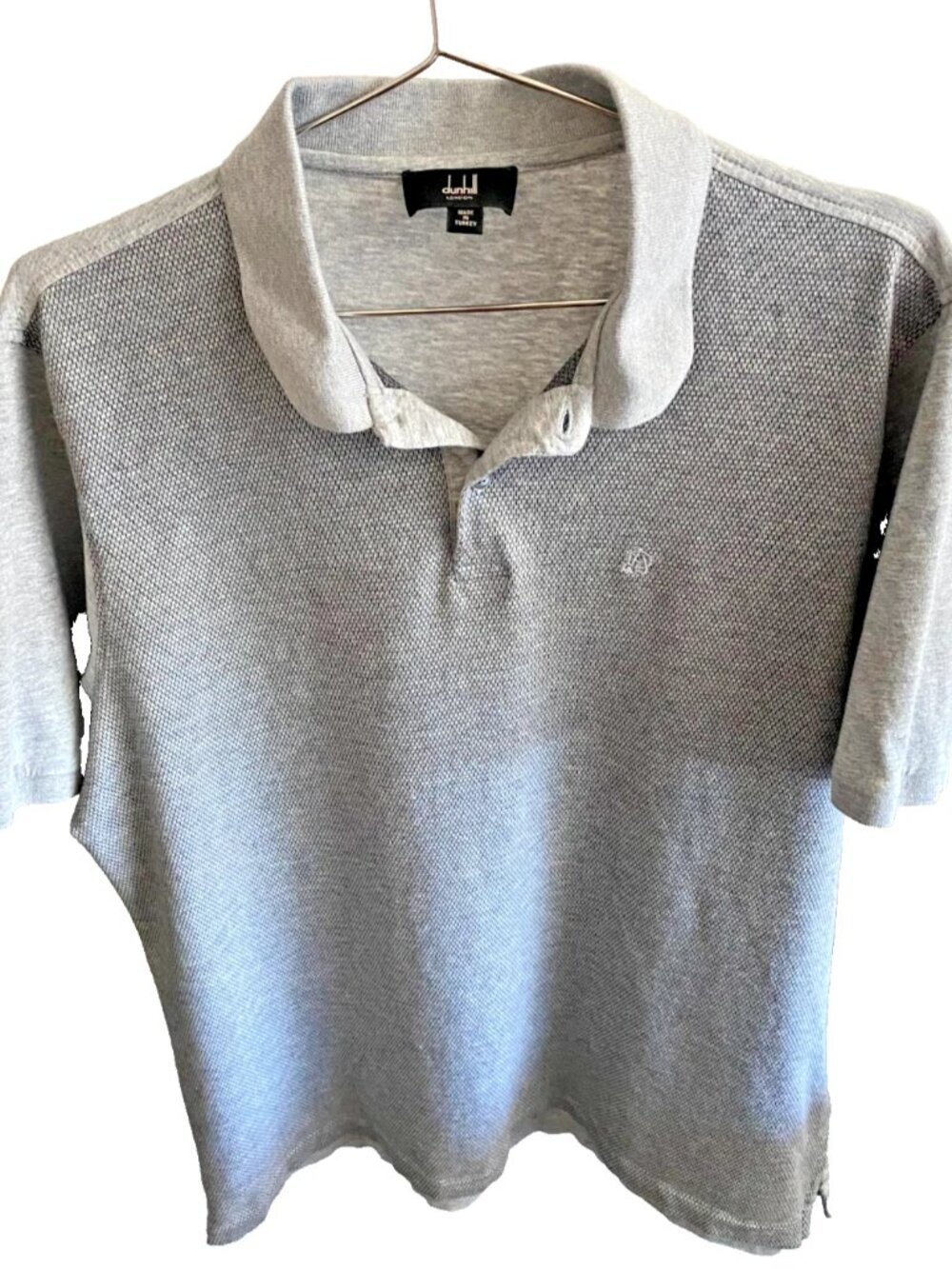 Dunhill London Luxury Polo Shirt Mens XL Gray Two-Tone